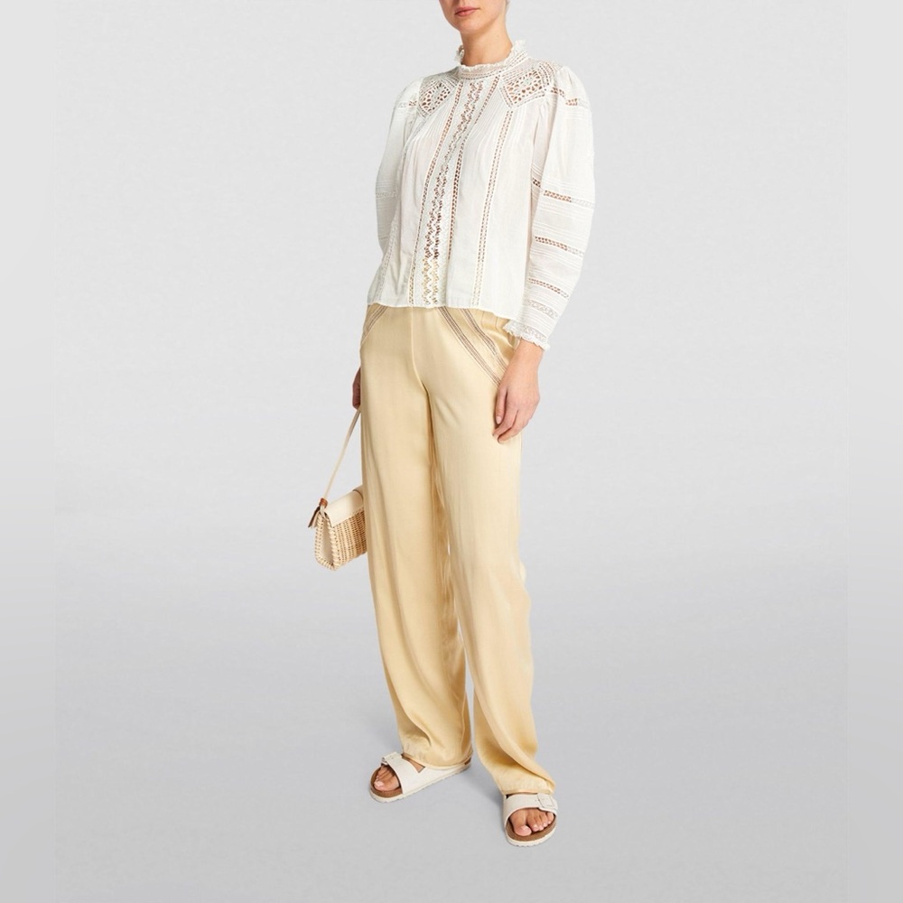 Doen Amaya crochet pintucked organic cotton-voile blouse Victorian Cottagecore - Picture 5 of 16